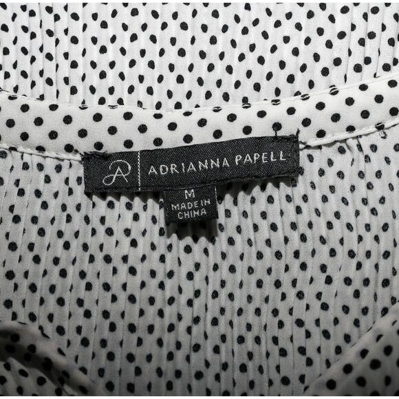 Women’s Pleated Polka Dot Long Sleeve Blouse Office Top Size Medium - Picture 2 of 3